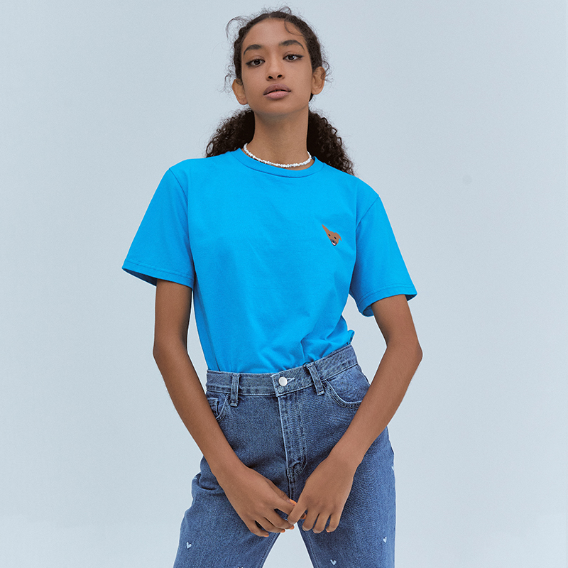 [BBYB X 권신홍] Unisex Yellow Tape Over-Fit T-shirt (Blue)