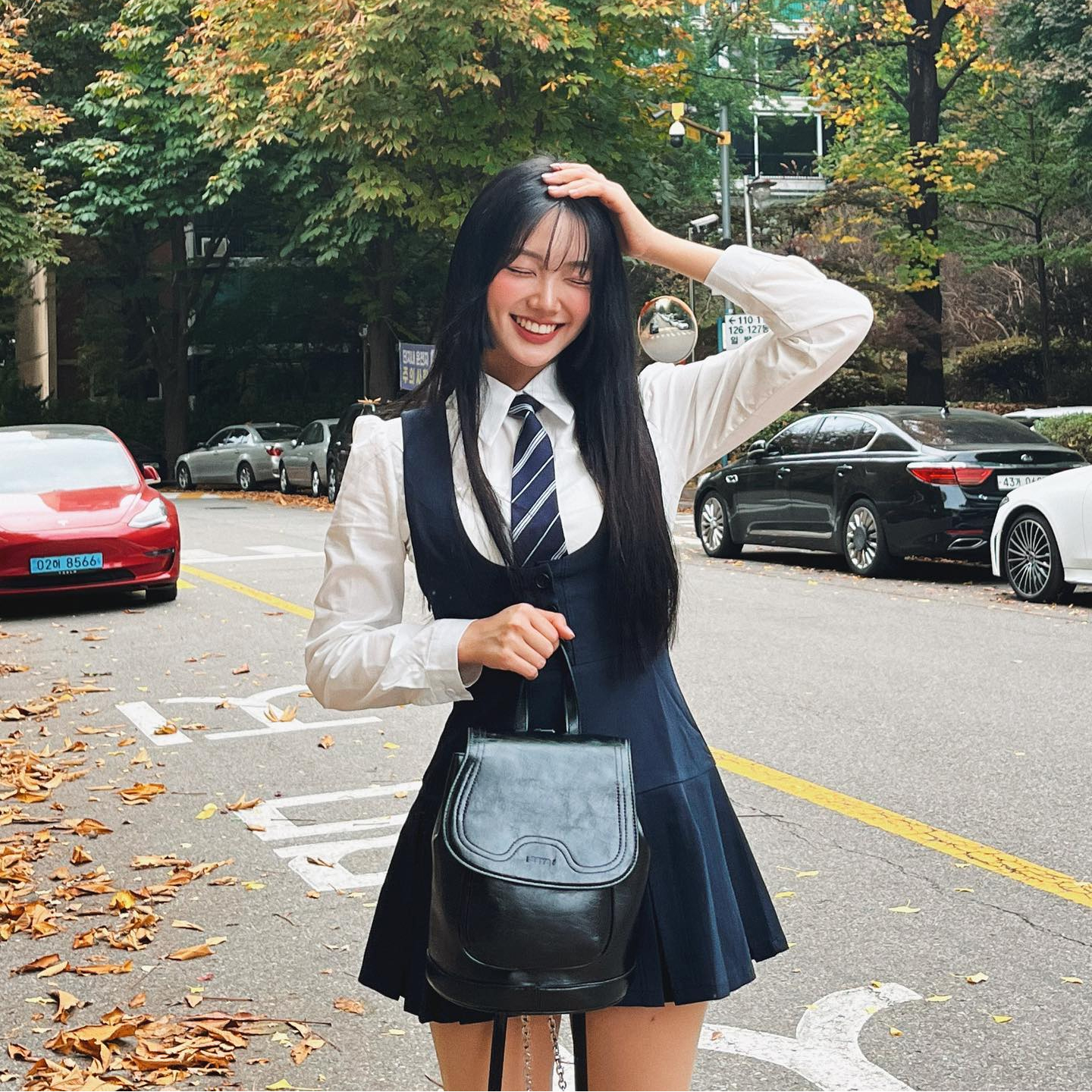 @mewxeun #OOTD BEI Chain Small Backpack (Black)